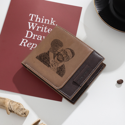 Personalised Custom Photo, Name and Letter Leather Men's wallet As a Father's Day Gift For Dad