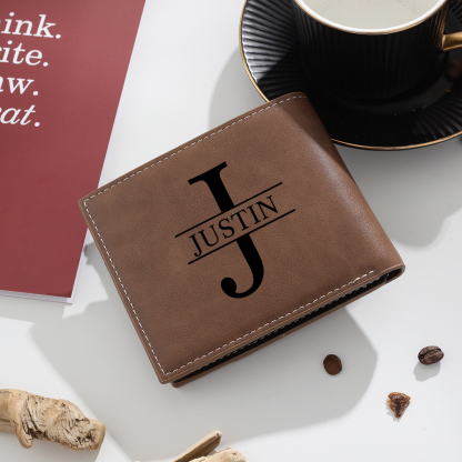 Personalised Custom Photo, Name and Letter Leather Men's wallet As a Father's Day Gift For Dad