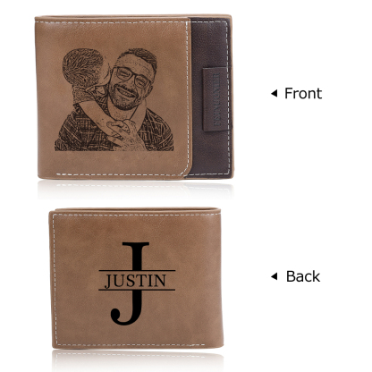 Personalised Custom Photo, Name and Letter Leather Men's wallet As a Father's Day Gift For Dad