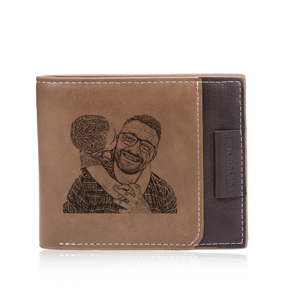 Personalised Custom Photo, Name and Letter Leather Men's wallet As a Father's Day Gift For Dad