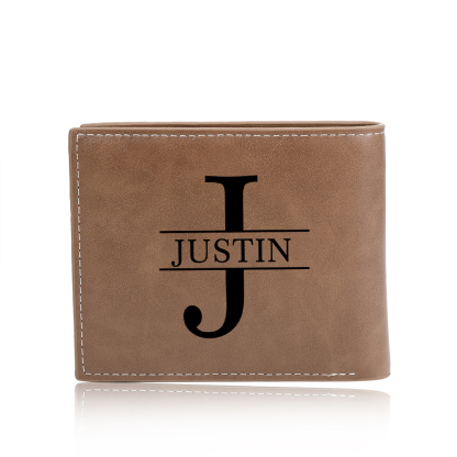 Personalised Custom Photo, Name and Letter Leather Men's wallet As a Father's Day Gift For Dad