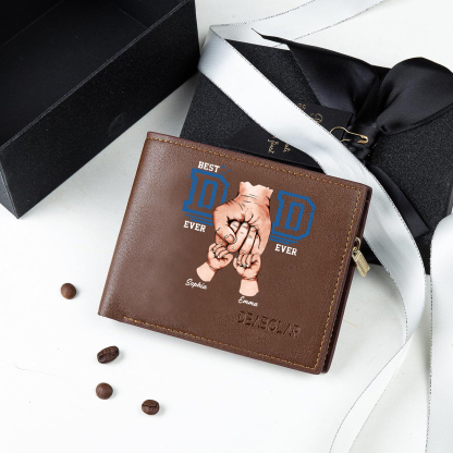 Custom Engraved Dad Wallet – 2 Names & 1 Photo Personalised Leather Wallet for Father's Day | Jessemade
