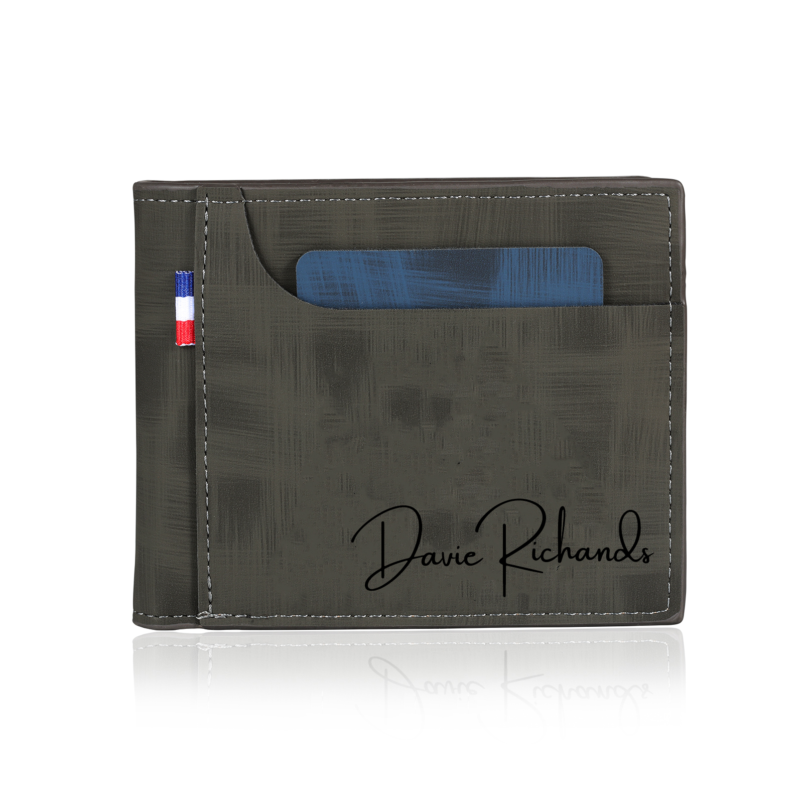 OPALSTOCK Personalized Bifold Wallet With Photo & Text Engraving - Custom PU Leather RFID Men's Wallet Gift For Him