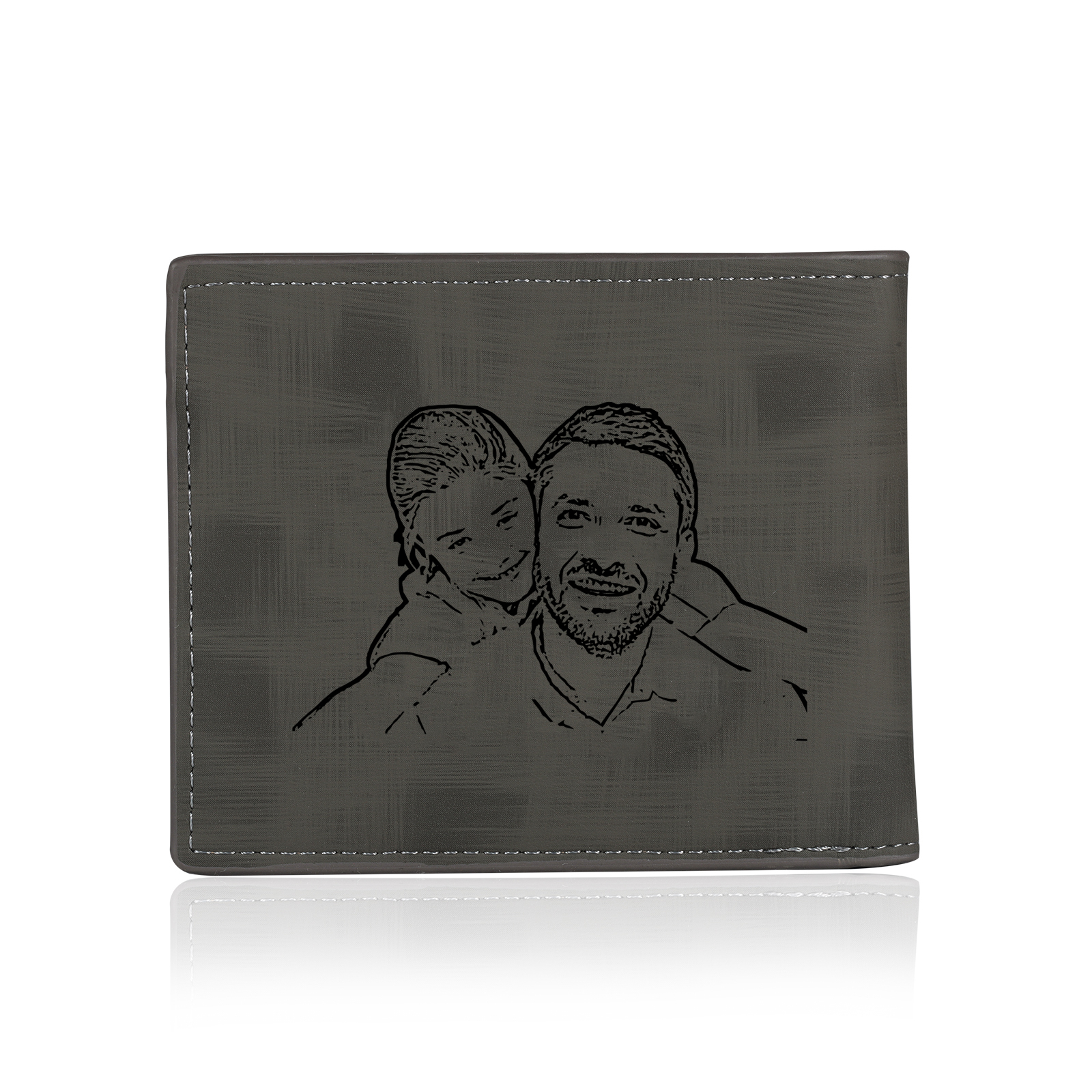 Personalised Men's Wallet - Custom Photo and Name in Gray - Christmas Gift for Him | Jessemade