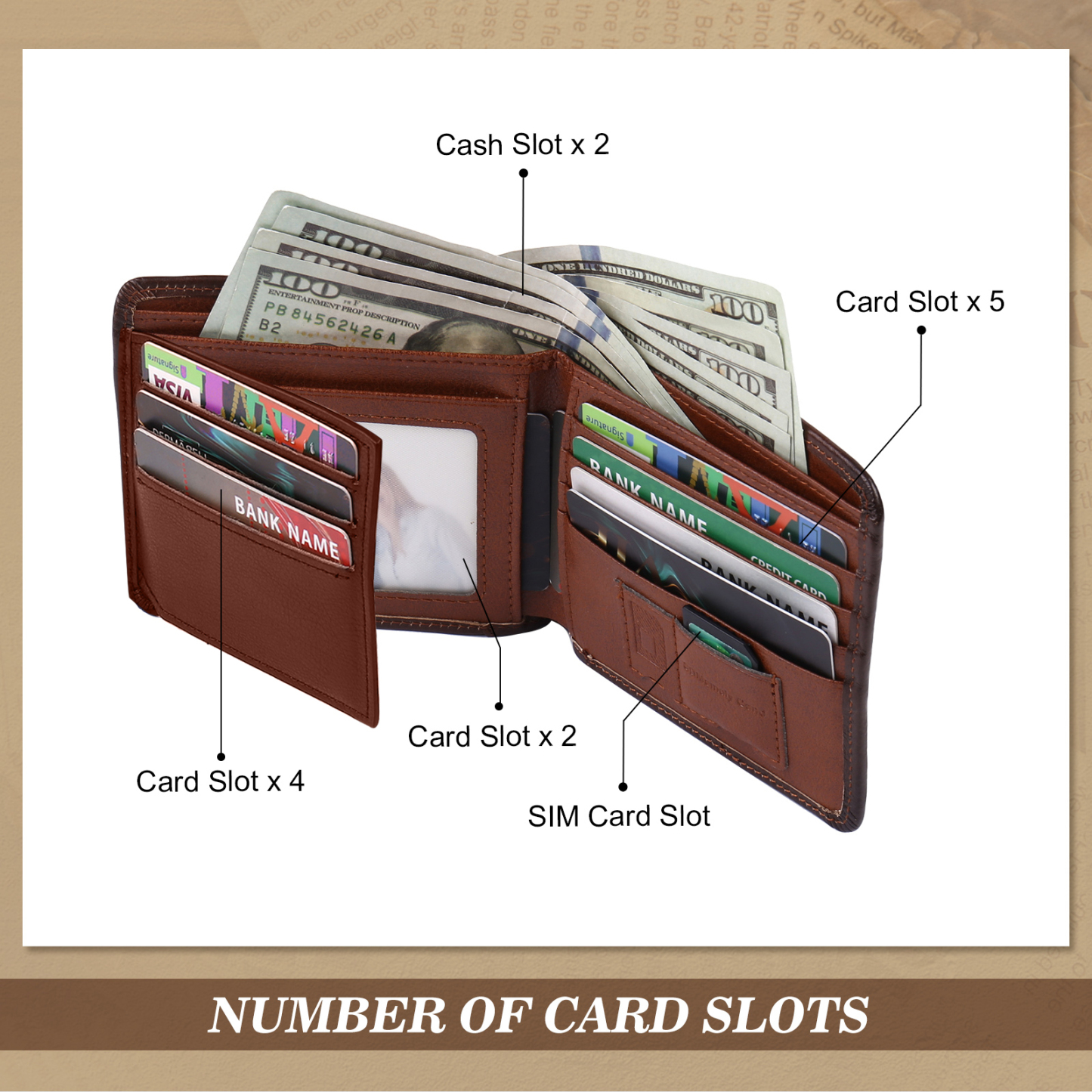 Personalised First  Layer Leather Men's Wallet - Custom Name and Letter Valentine's Day Gifts for Him | Jessemade