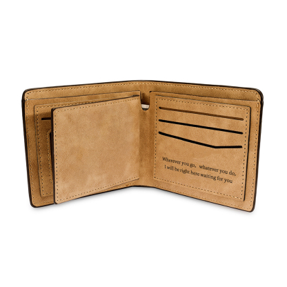 Personalized Photo Leather Men's Wallet Customized Name Letter Folding Brown Wallet For Couple 