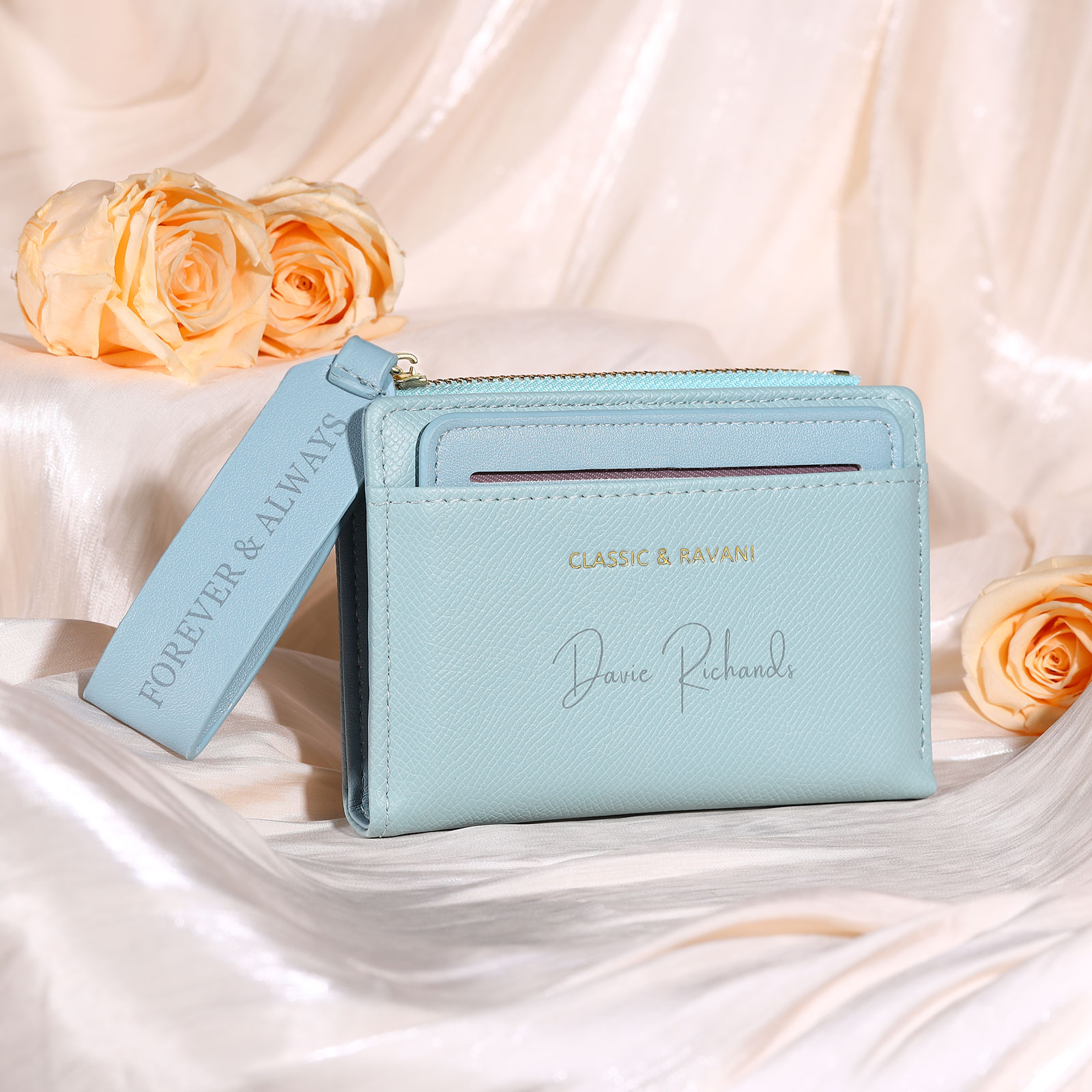 Personalized Women's Wallet Custom Name and 2 Text Leather Wallet for Her | Jessmade