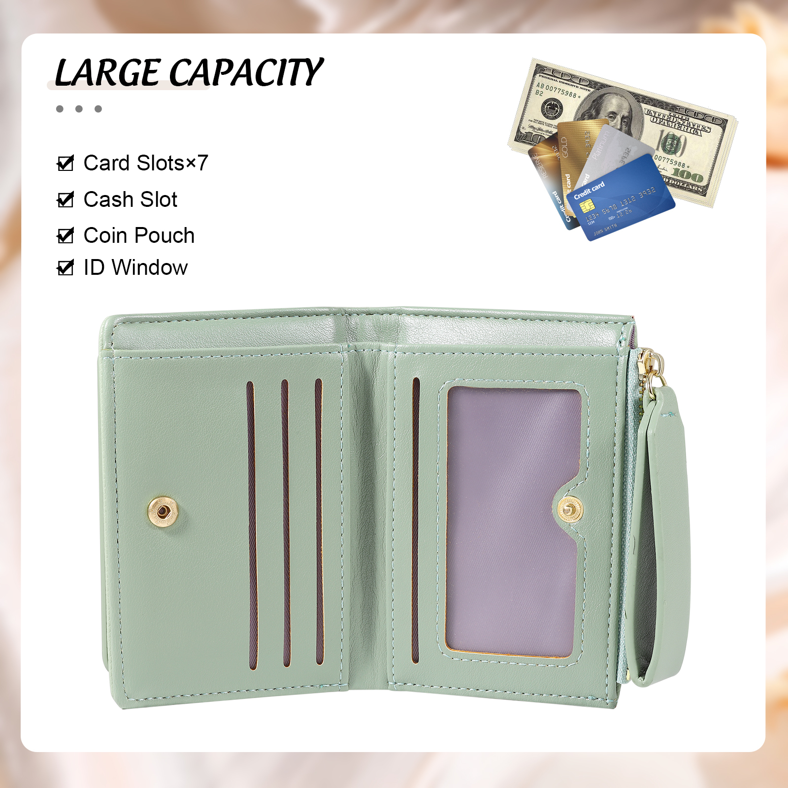 Personalized Women's Wallet Custom Name and 2 Text Leather Wallet for Her | Jessmade