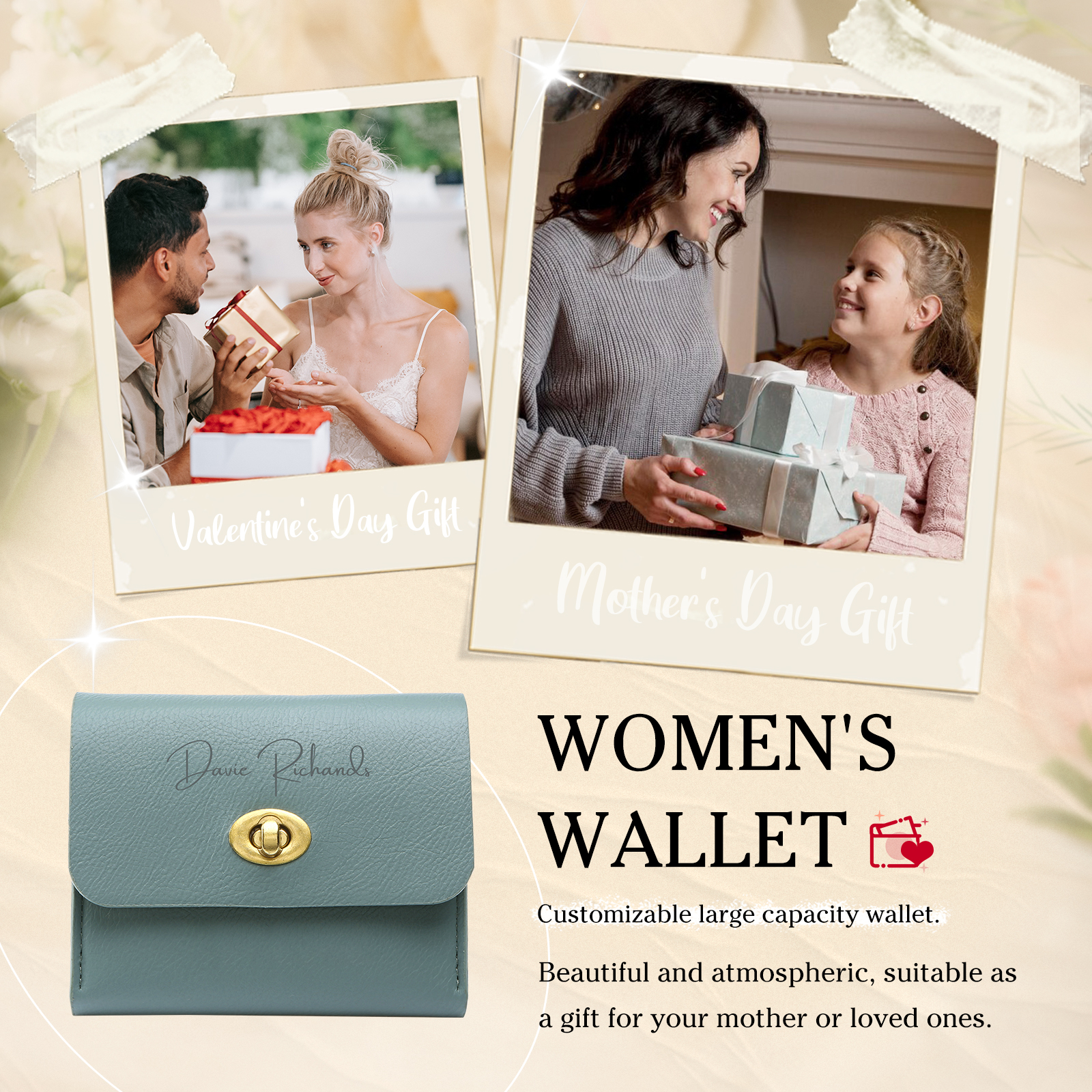 Personalized Women's Wallet Custom Name and Photo Leather Academia Wallets for Her | Jessmade