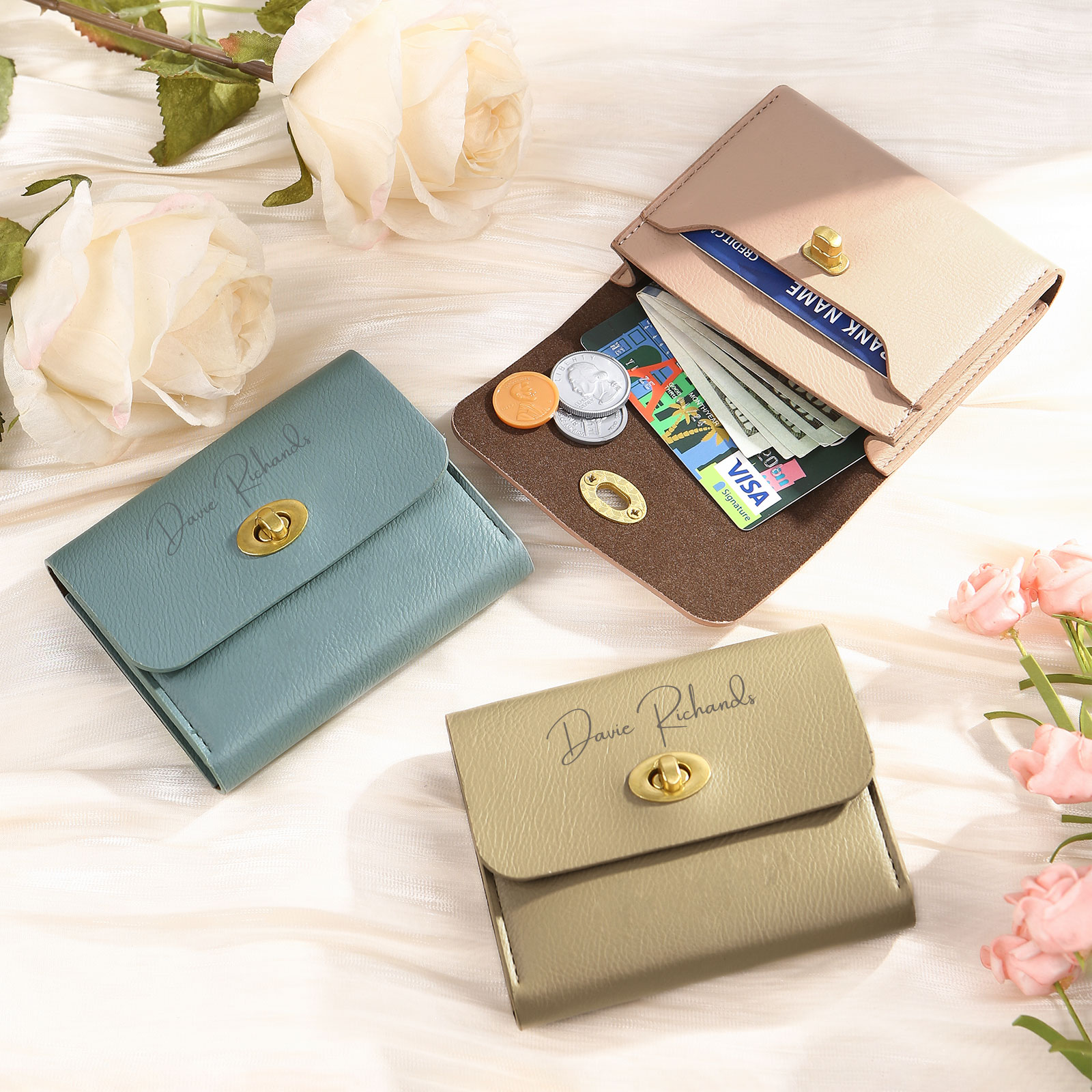 Personalized Women's Wallet Custom Name and Photo Leather Academia Wallets for Her | Jessmade