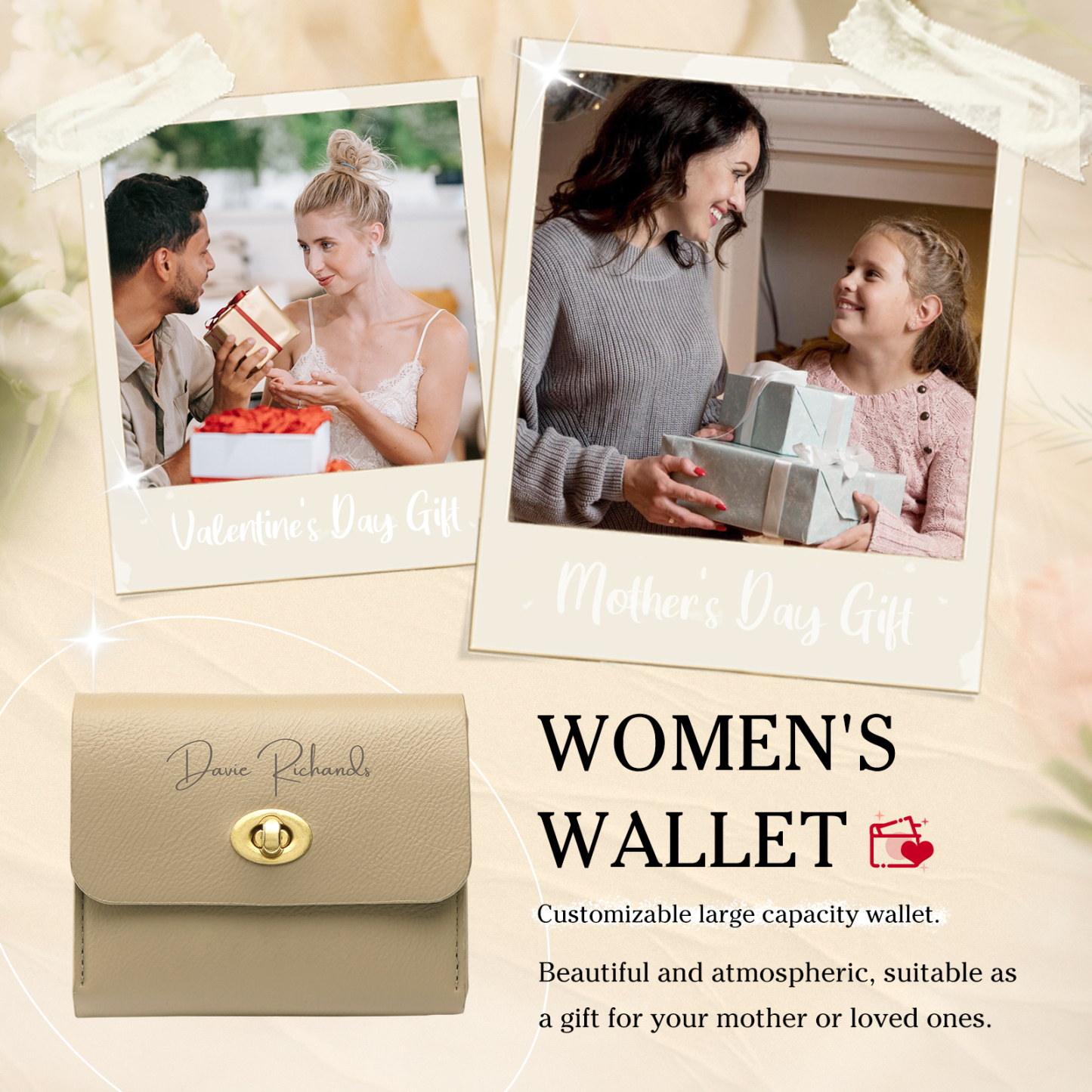 Personalized Women's Wallet Custom Name and Photo Leather Academia Wallets for Her | Jessmade