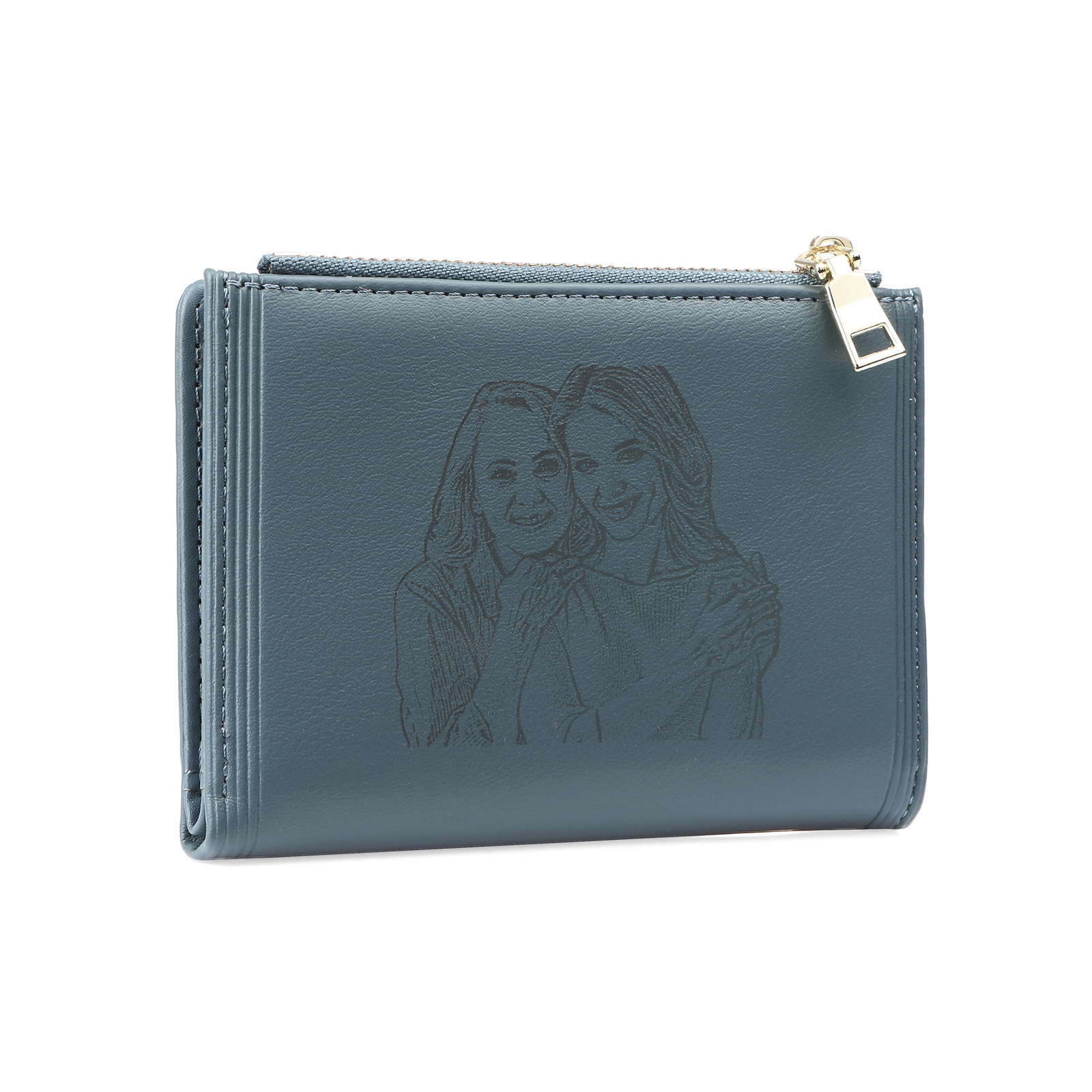 Personalized Women's Wallet Custom Text and Photo Leather Folding Zipper Wallet for Her | Jessmade
