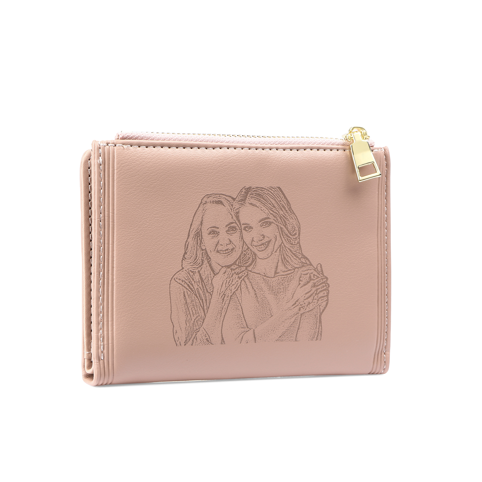 Personalized Women's Wallet Custom Text and Photo Leather Folding Zipper Wallet for Her | Jessmade