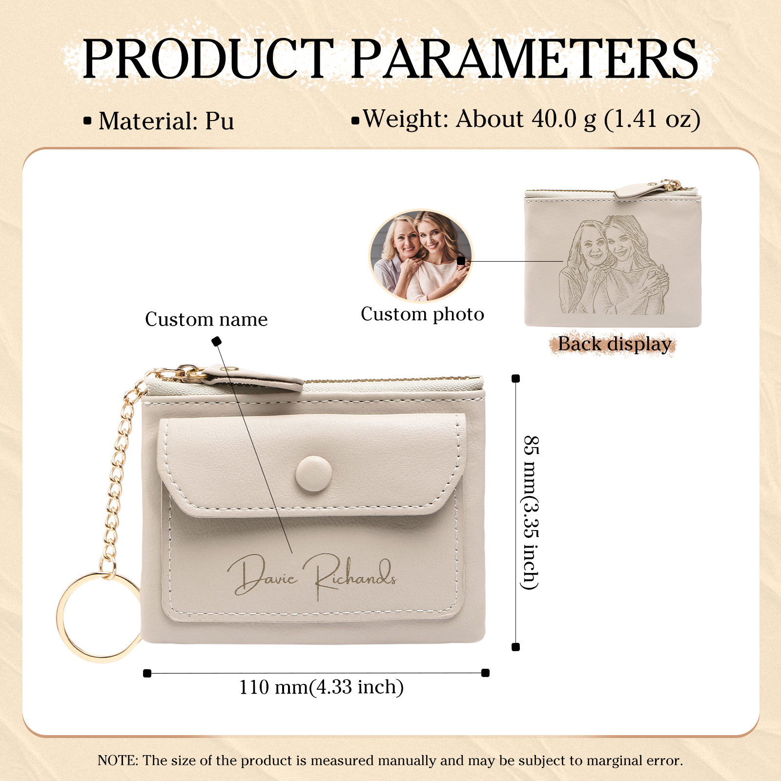 Personalised Women's Wallet Custom Name and Photo Leather Zipper Wallet for Her | Jessmade