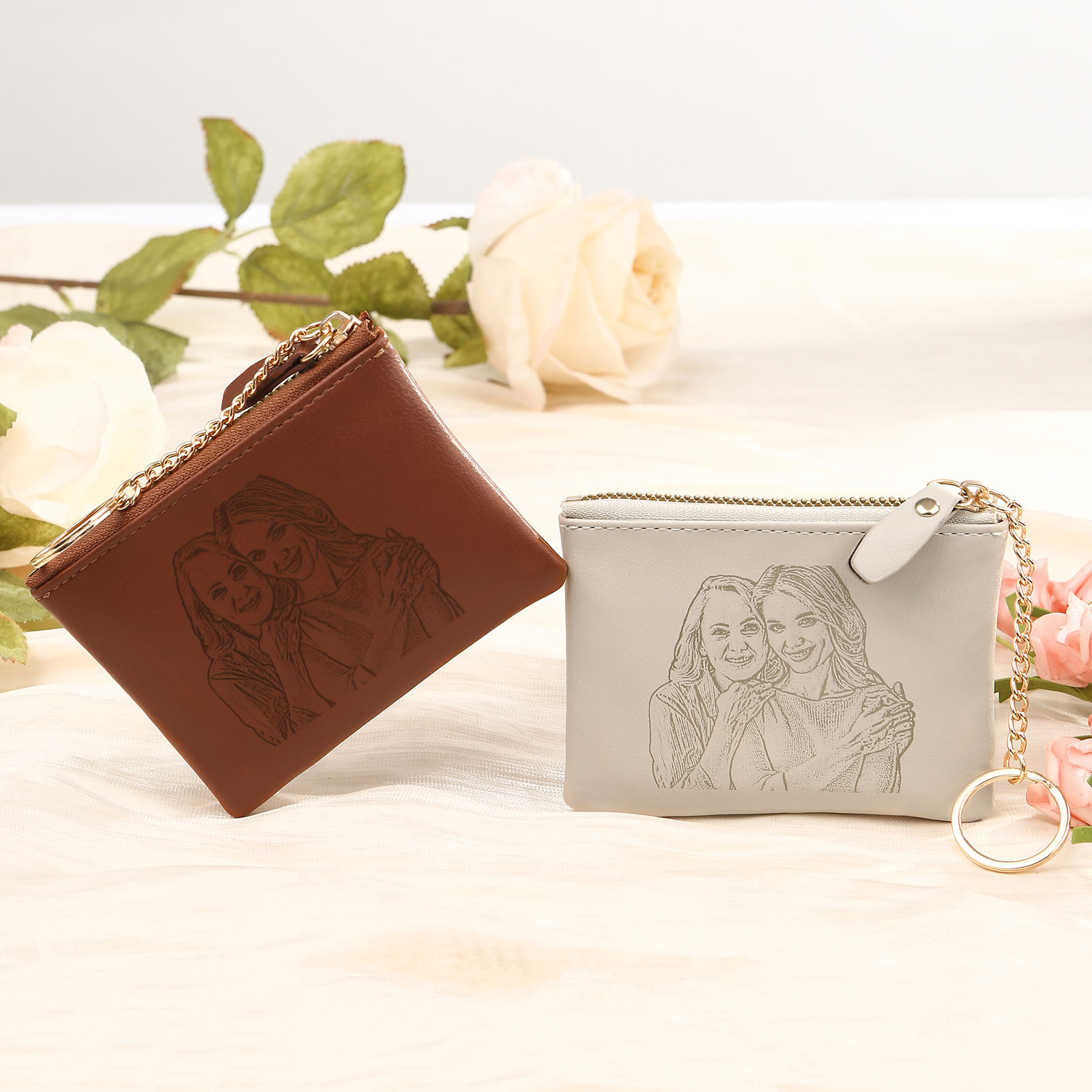 Personalised Women's Wallet Custom Name and Photo Leather Zipper Wallet for Her | Jessmade