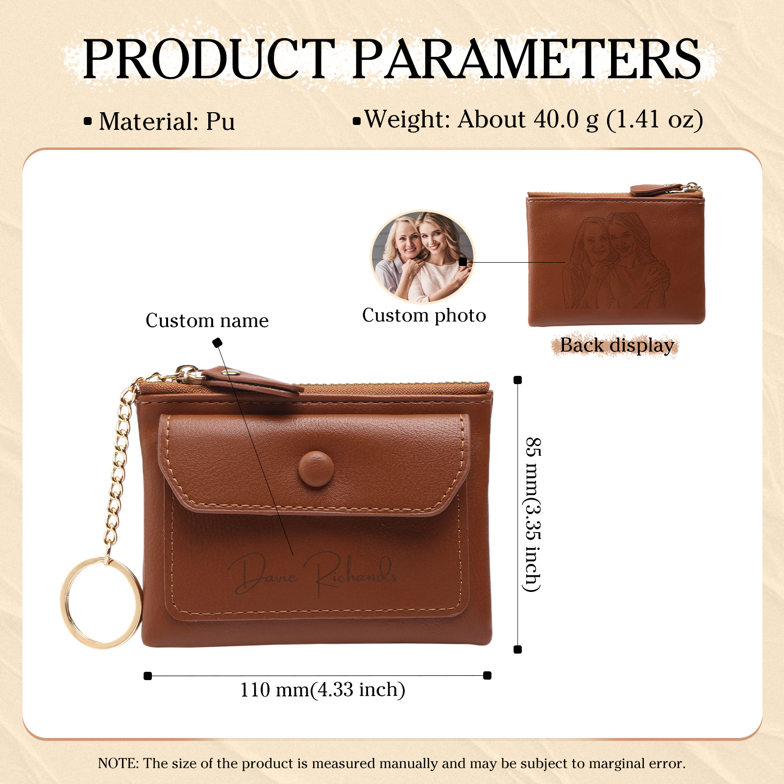 Personalised Women's Wallet Custom Name and Photo Leather Zipper Wallet for Her | Jessmade