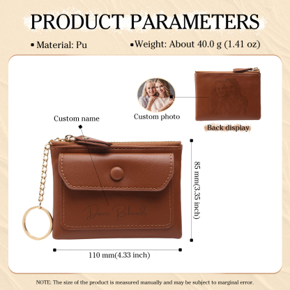 Personalised Women's Wallet Custom Name and Photo Leather Zipper Wallet for Her | Jessmade