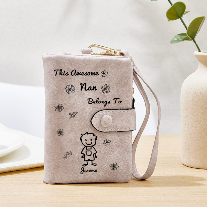 Personalised Women Wallet Custom 1–6 Names & Pattern Leather Wallet Pi