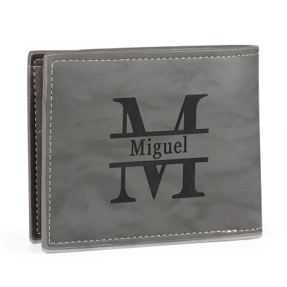 Personalised Men's Leather Wallet with Custom Photo & Name & Letter - Christmas Gift for Dad/Grandad | Jessemade