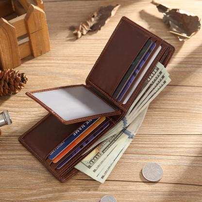 Personalised First? Layer Leather Men's Wallet - Custom Name and Letter Gift for Him | Jessemade