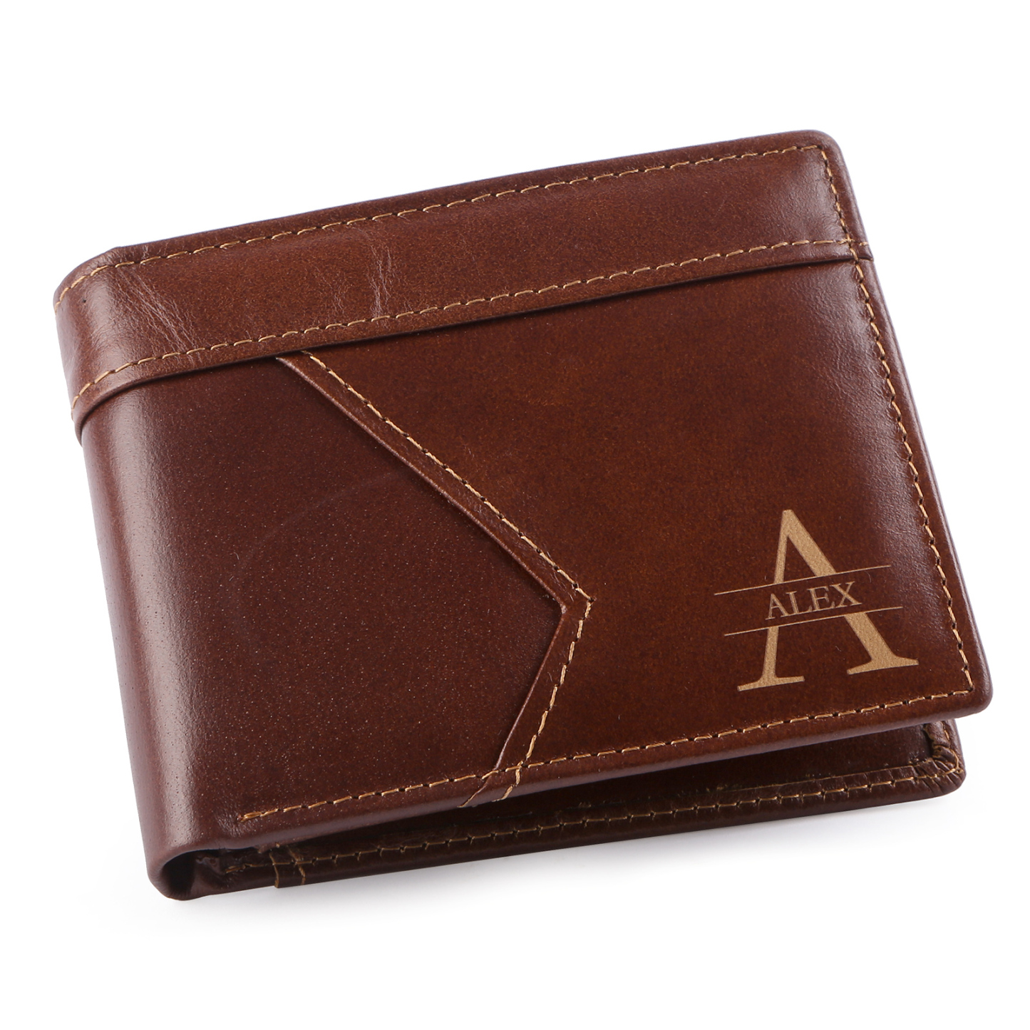 Personalised First? Layer Leather Men's Wallet - Custom Name and Letter Gift for Him | Jessemade