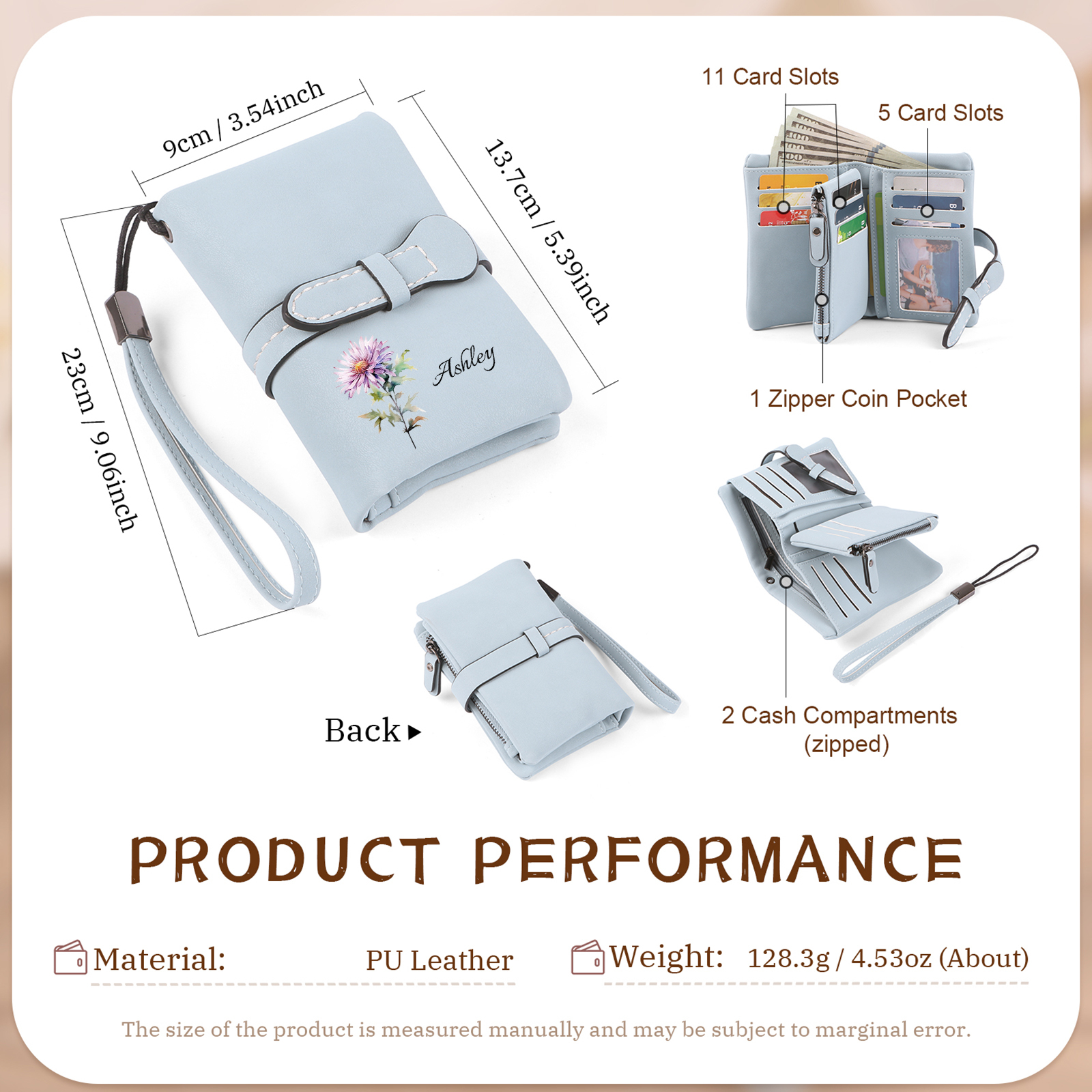 Personalised Women's Wallet with Custom Name & Birth Flower –  Unique Mother's Day Gifts for Her | Jessemade