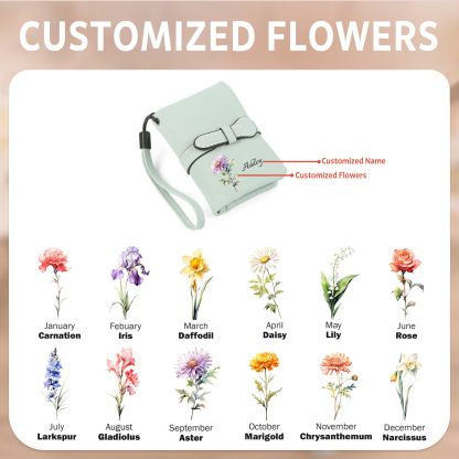 Personalised Women's Wallet with Custom Name & Birth Flower –  Unique Mother's Day Gifts for Her | Jessemade