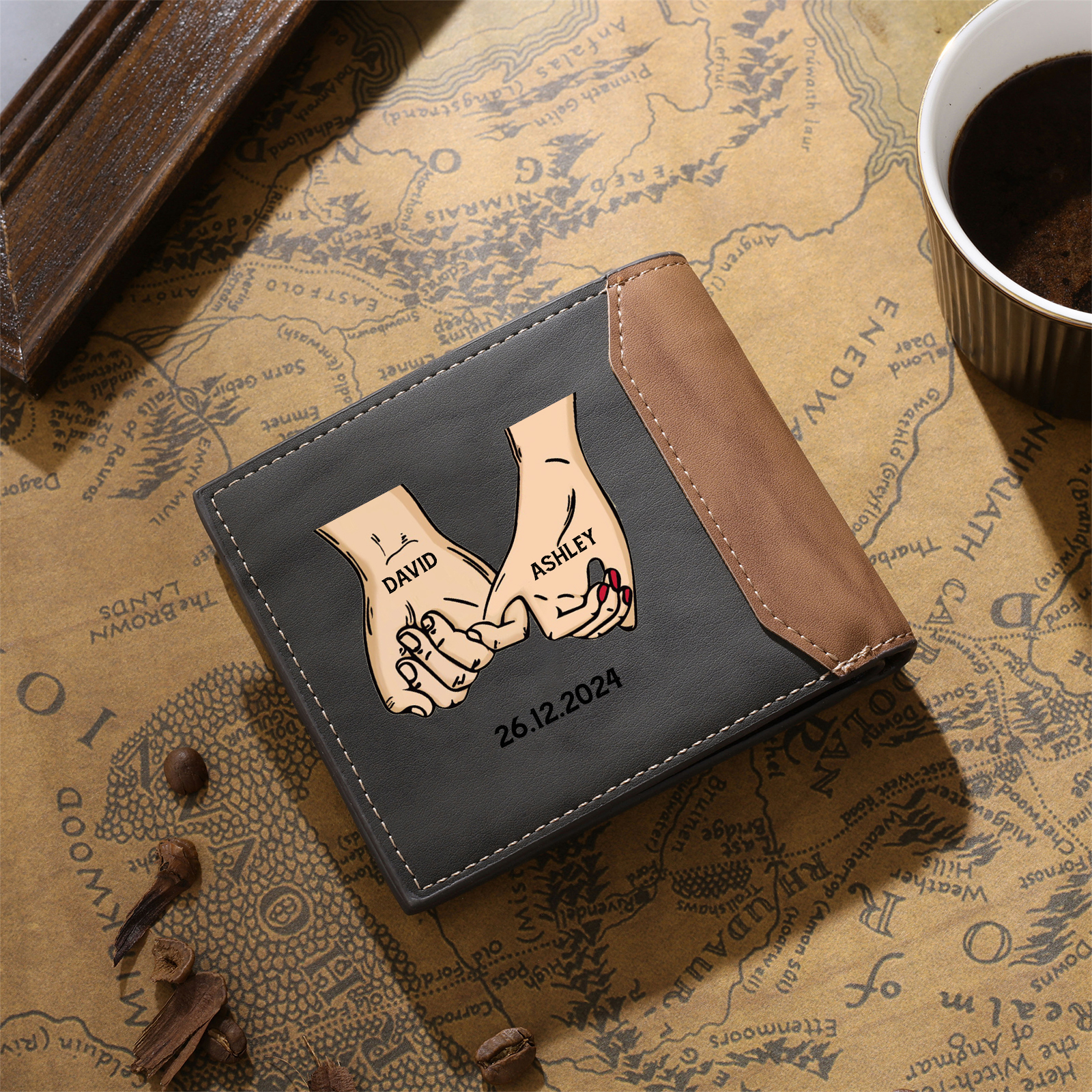 Personalised Men's Wallet – Customised Photo, Names & Date – Valentine’s Day Gift for Him | Jessemade