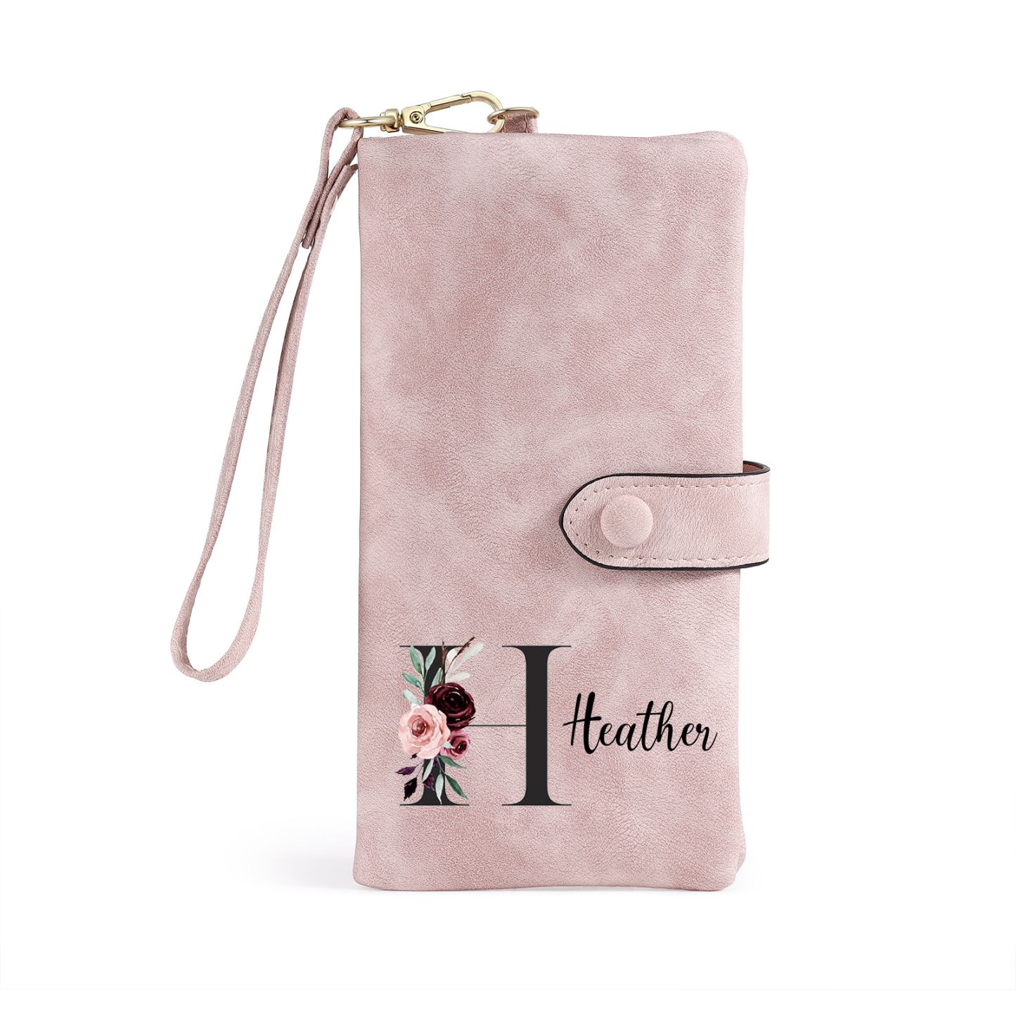 Personalised Women's Wallet with Floral Initial & Name – Elegant PU Leather – Unique Mother's Day Gifts for Her | Jessemade