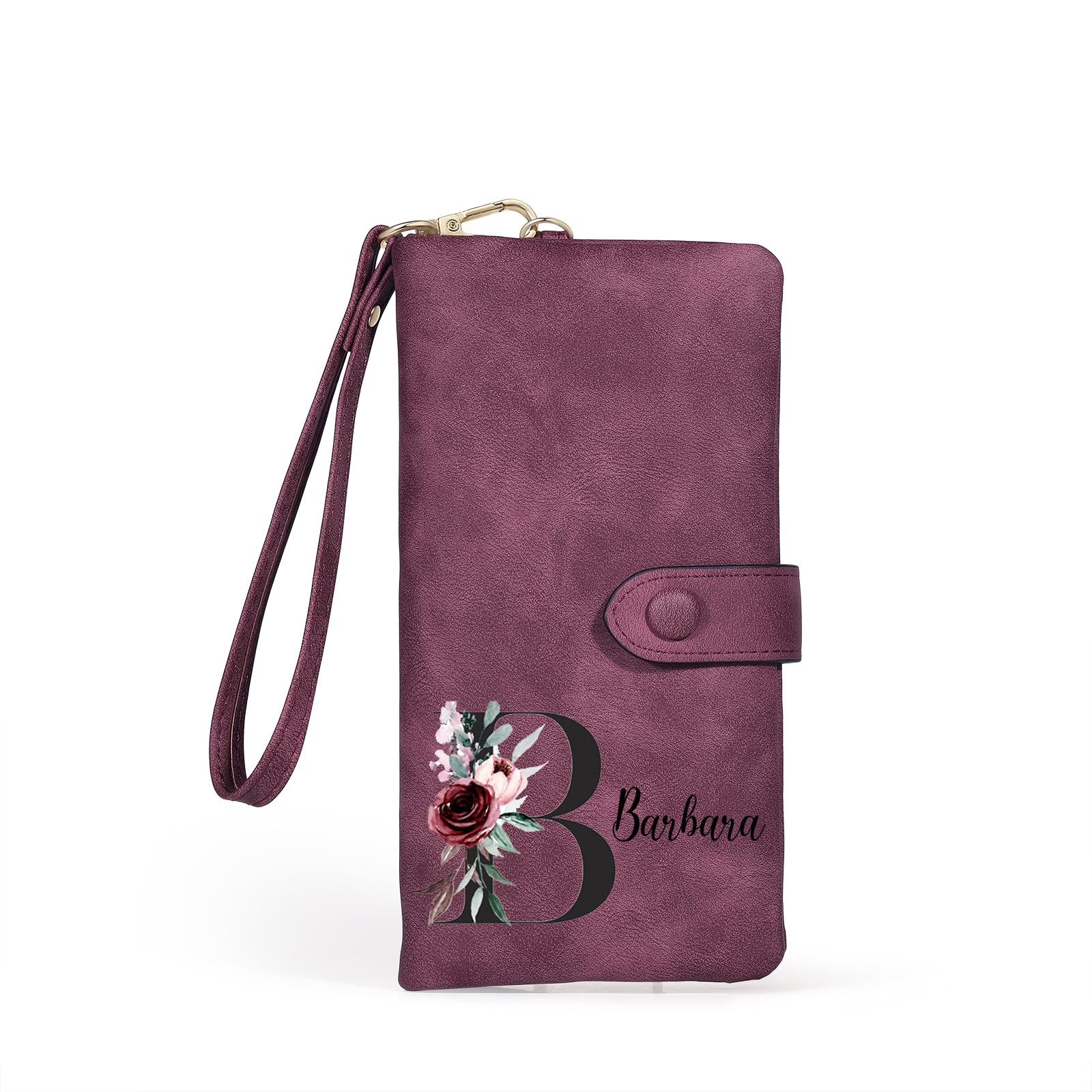 Personalised Women's Wallet with Floral Initial & Name – Elegant PU Leather – Unique Mother's Day Gifts for Her | Jessemade