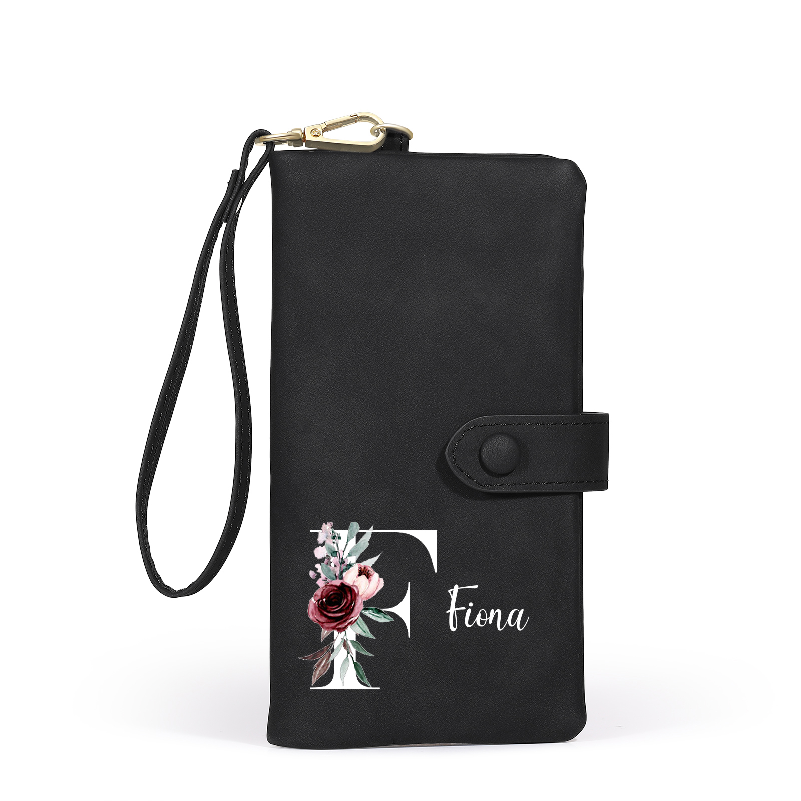 Personalised Women's Wallet with Floral Initial & Name – Elegant PU Leather – Unique Mother's Day Gifts for Her | Jessemade