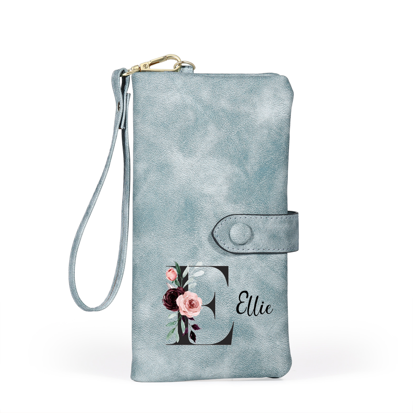 Personalised Women's Wallet with Floral Initial & Name – Elegant PU Le