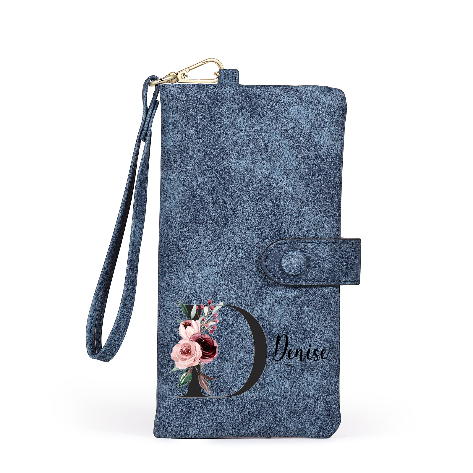 Personalised Women's Wallet with Floral Initial & Name – Elegant PU Leather – Unique Mother's Day Gifts for Her | Jessemade