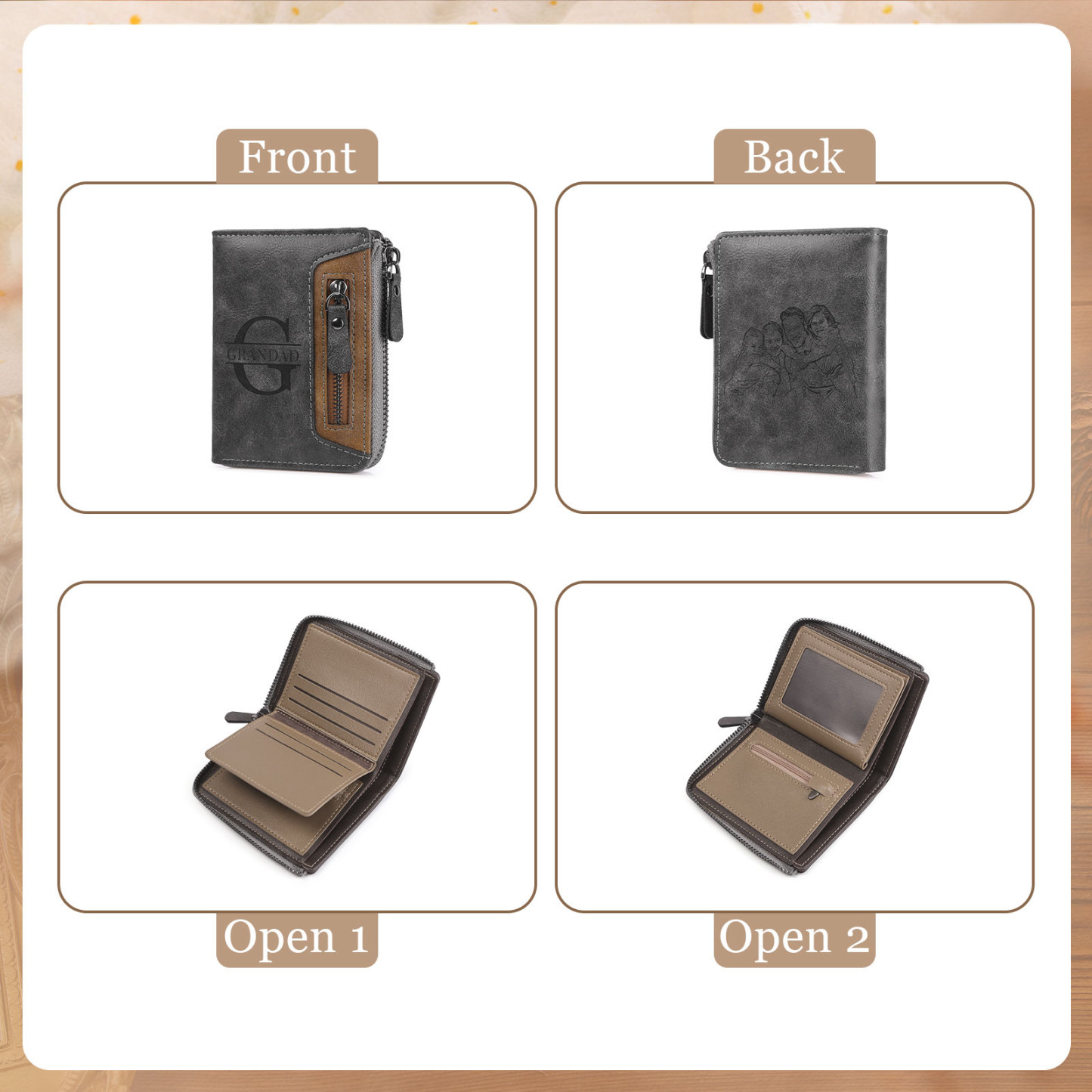 Personalised Leather Men's Wallet with Photo and Name Engraving – Gift for Him | Jessemade