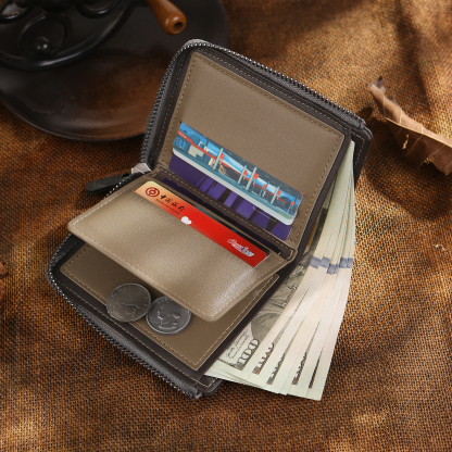 Personalised Leather Men's Wallet with Photo and Name Engraving – Gift for Him | Jessemade