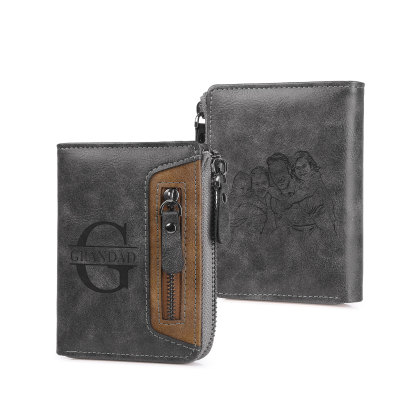 Personalised Leather Men's Wallet with Photo and Name Engraving – Gift
