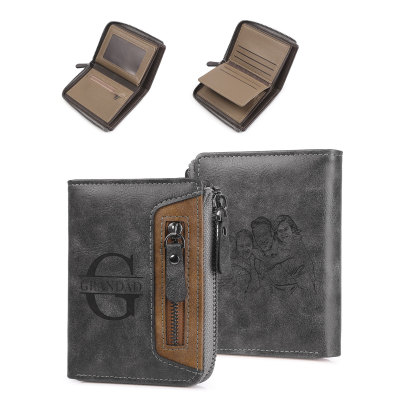 Personalised Leather Men's Wallet with Photo and Name Engraving – Gift for Him | Jessemade