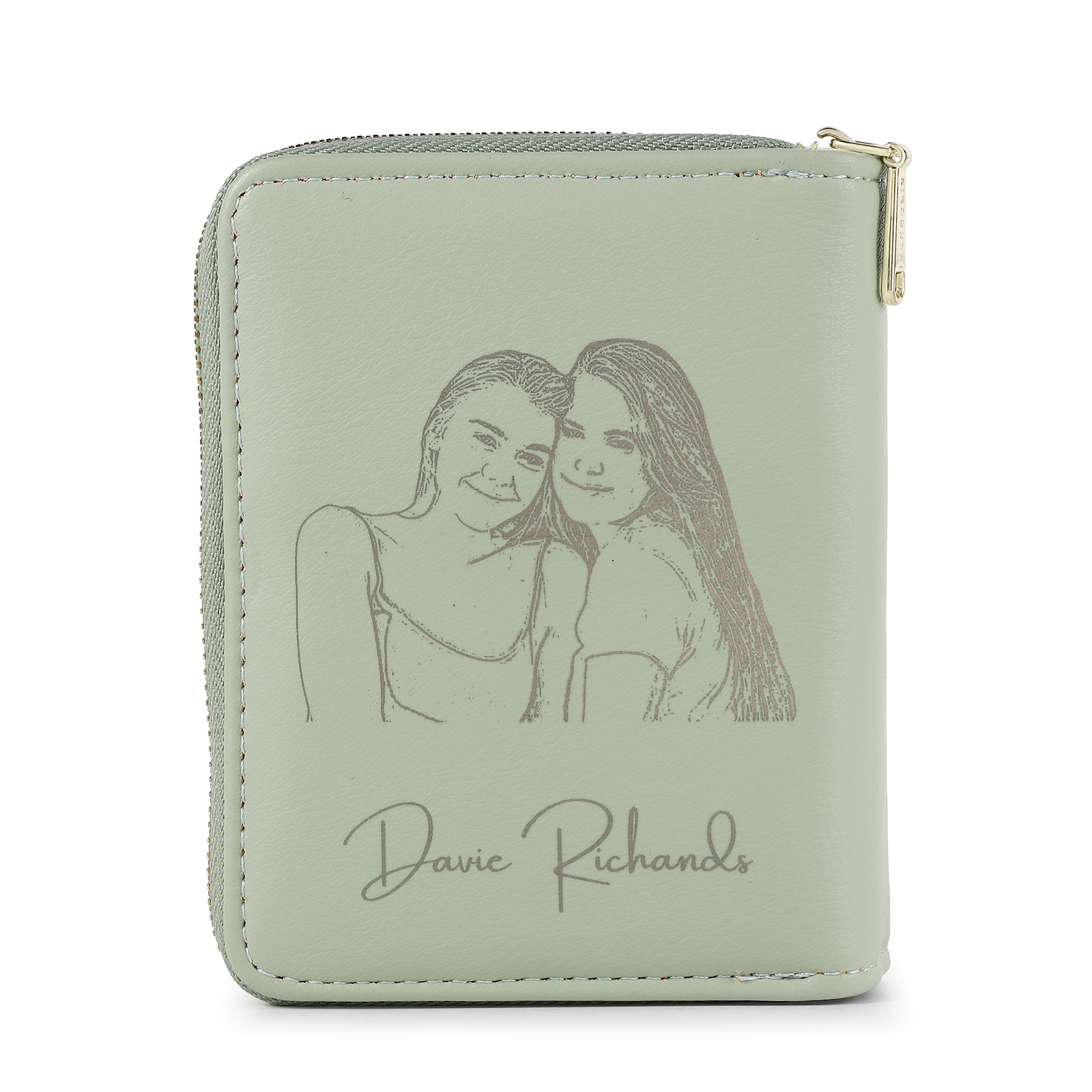 Personalised Leather Wallet Engraved Photo Short Wallet, Custom Text Folding Wallet Gifts For Her | Jessemade