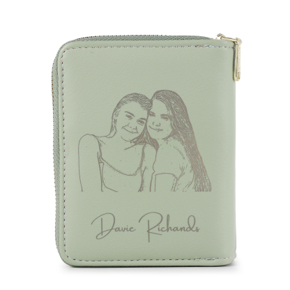 Personalised Leather Wallet Engraved Photo Short Wallet, Custom Text Folding Wallet Gifts For Her | Jessemade