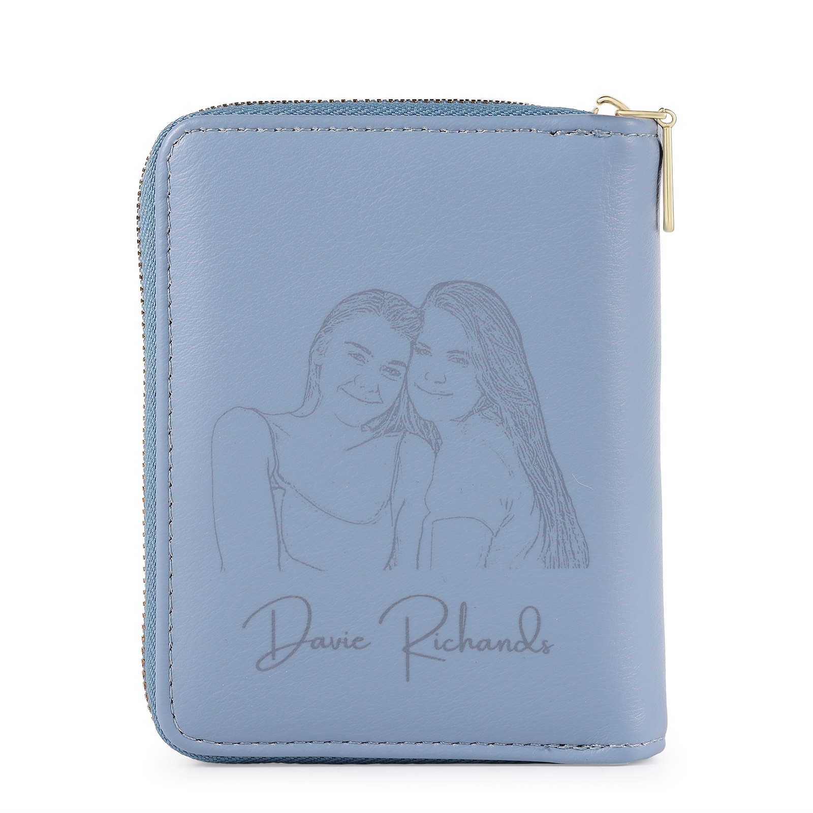 Personalised Leather Wallet Engraved Photo Short Wallet, Custom Text Folding Wallet Gifts For Her | Jessemade