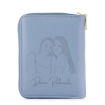 Personalised Leather Wallet Engraved Photo Short Wallet, Custom Text Folding Wallet Gifts For Her | Jessemade
