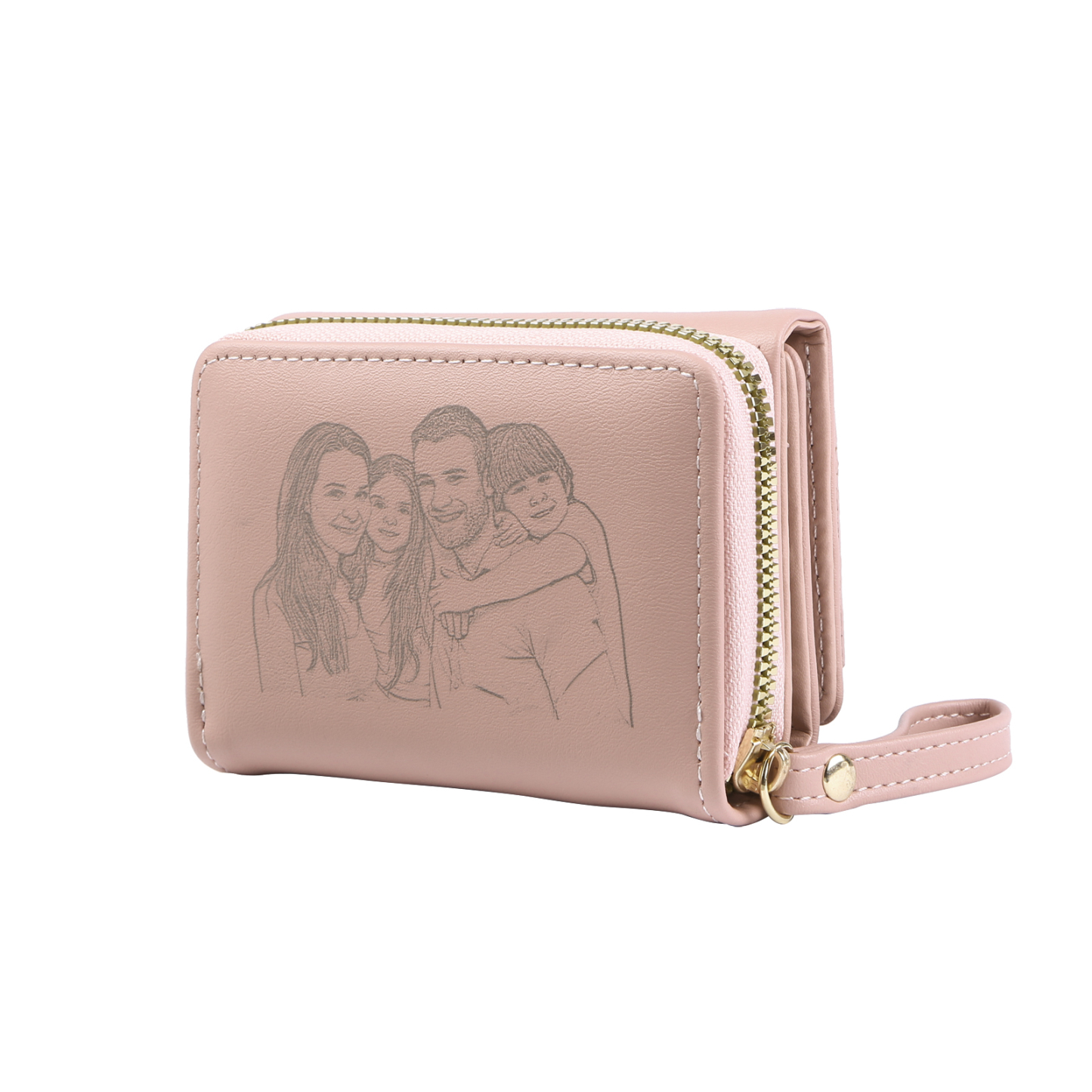 Personalised PU Leather Short Purse, Engrave Photo Folding Wallet Gifts For Her | Jessemade