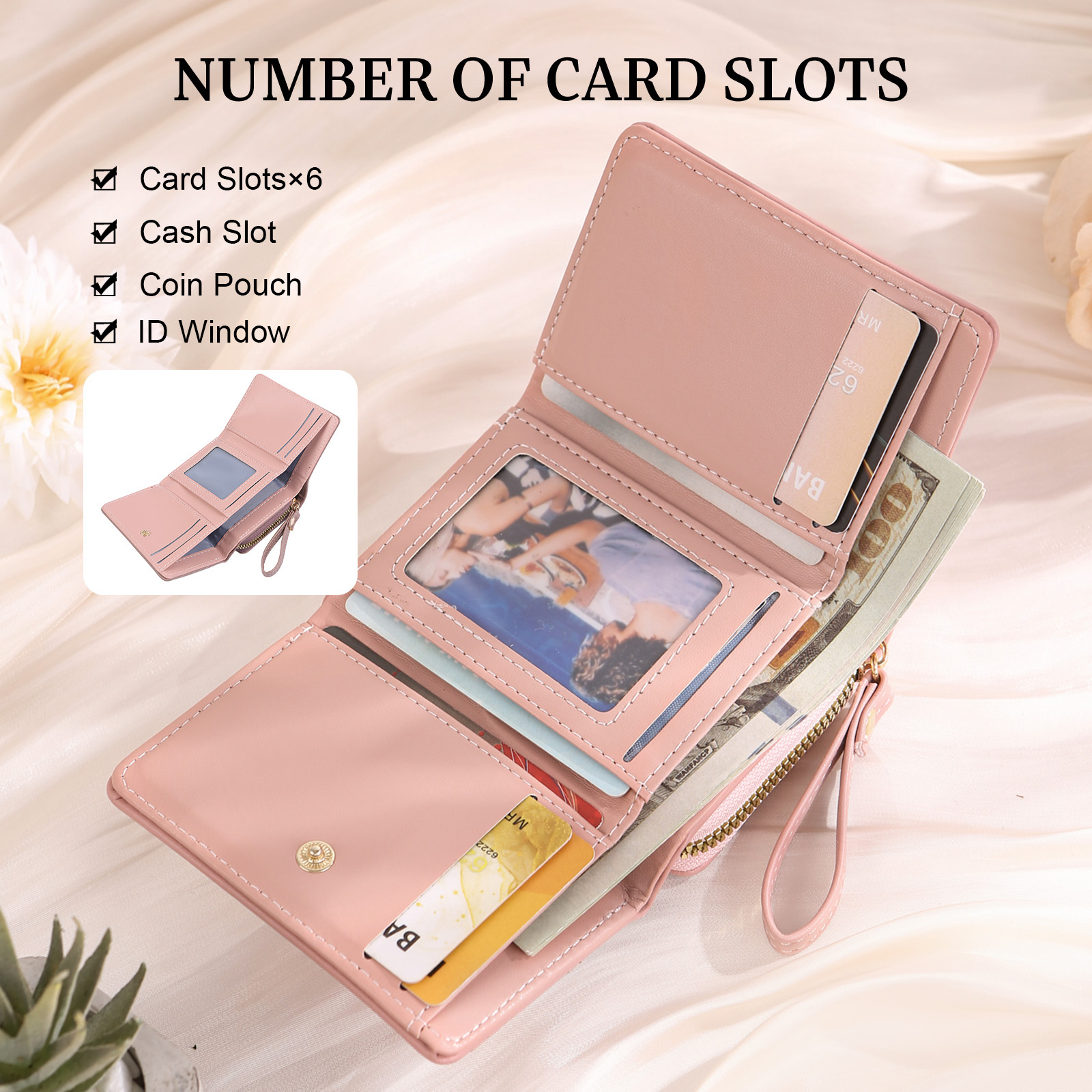 Personalised PU Leather Short Purse, Engrave Photo Folding Wallet Gifts For Her | Jessemade