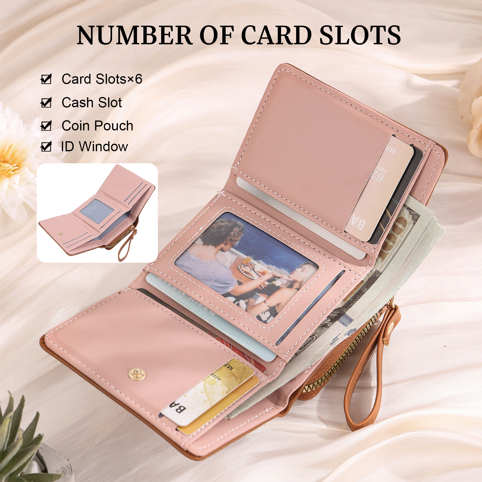 Personalised PU Leather Short Purse, Engrave Photo Folding Wallet Gifts For Her | Jessemade