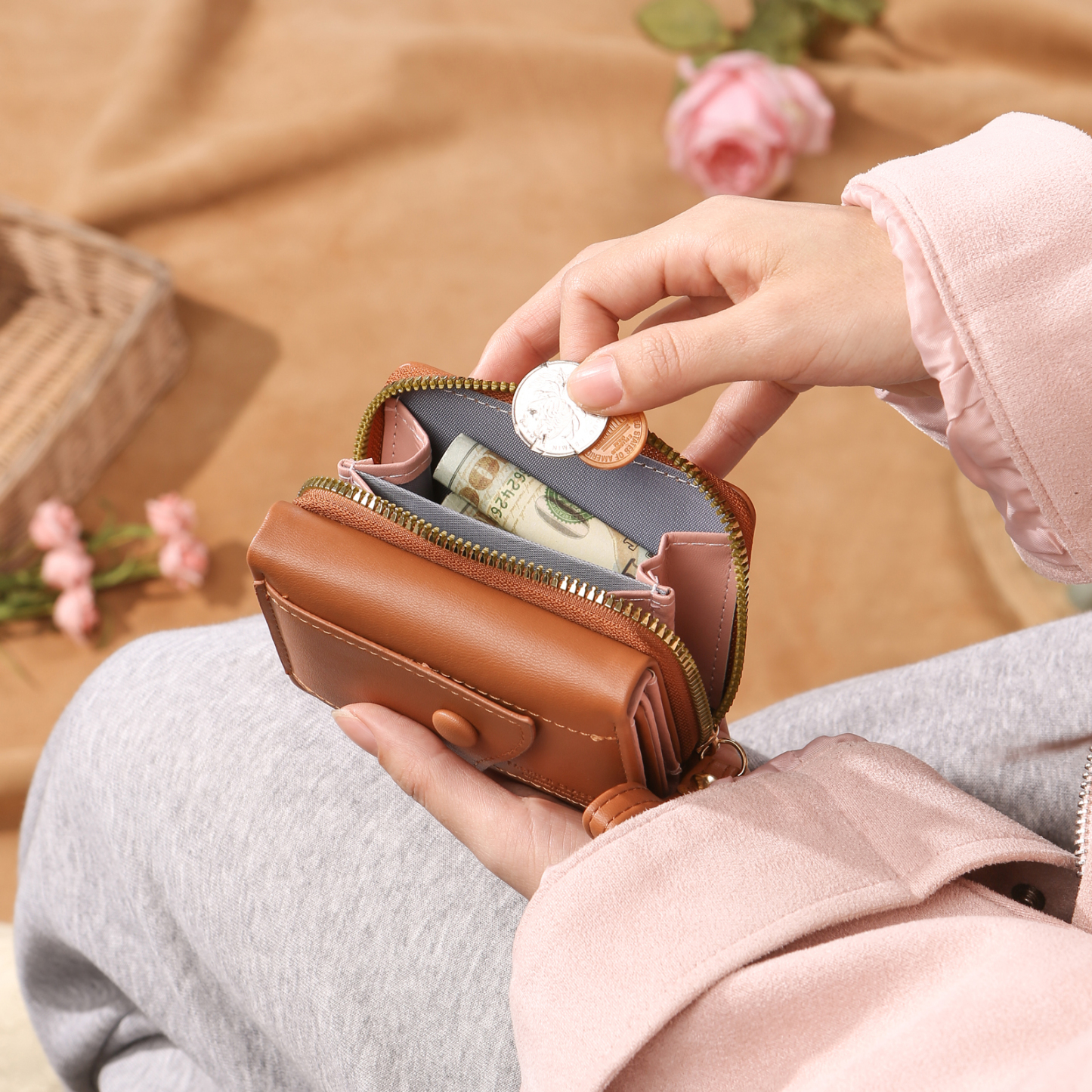 Personalised PU Leather Short Purse, Engrave Photo Folding Wallet Gifts For Her | Jessemade