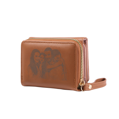 Personalised PU Leather Short Purse, Engrave Photo Folding Wallet Gifts For Her | Jessemade