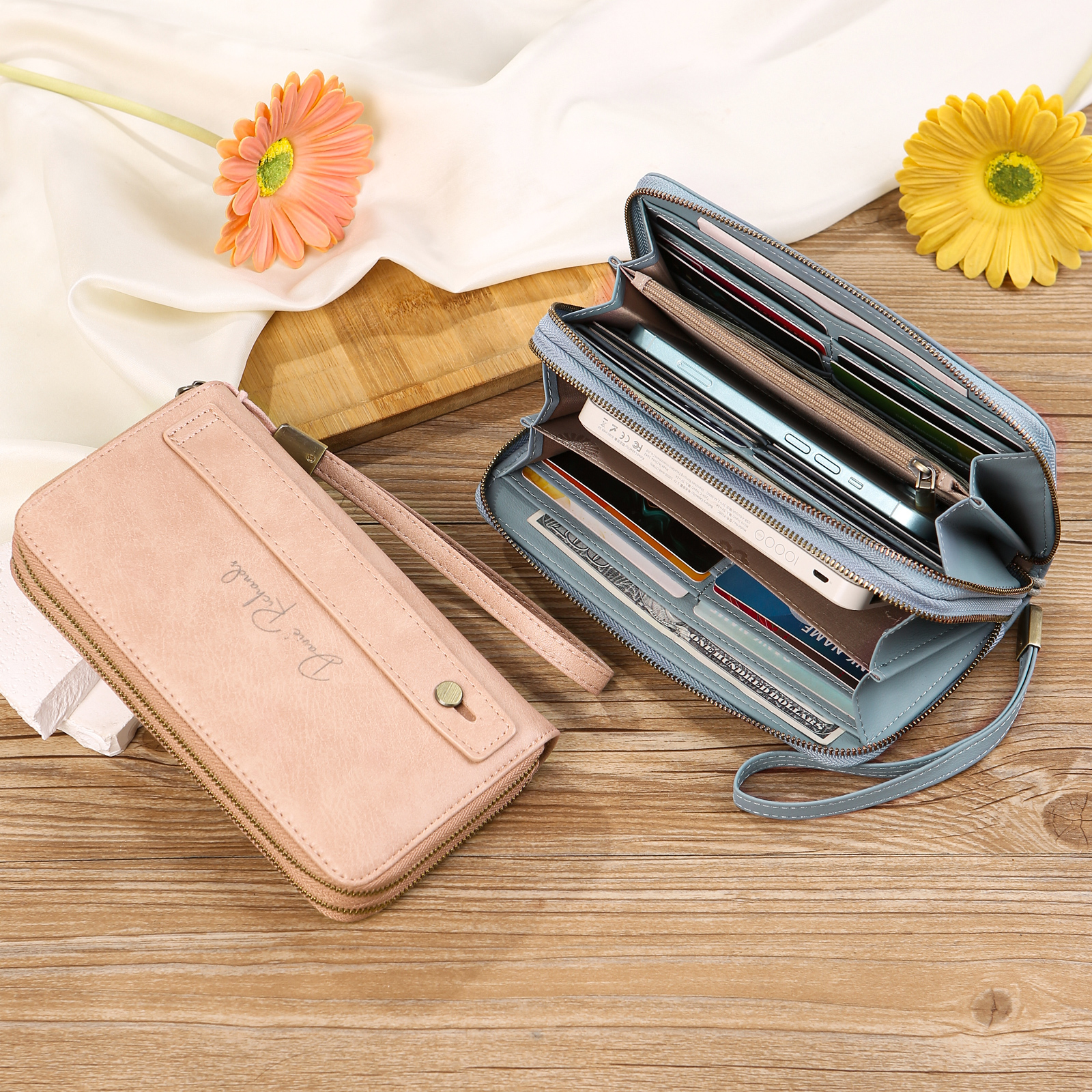 Personalised Women’s Wallet with Custom 1 Photo and 1 Text - "You Make My Heart Smile" Design, Valentine’s Day Gift for Her | Jessemade