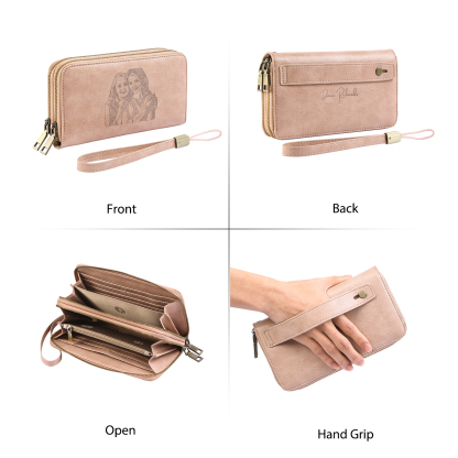 Personalised Women’s Wallet with Custom 1 Photo and 1 Text - "You Make My Heart Smile" Design, Valentine’s Day Gift for Her | Jessemade