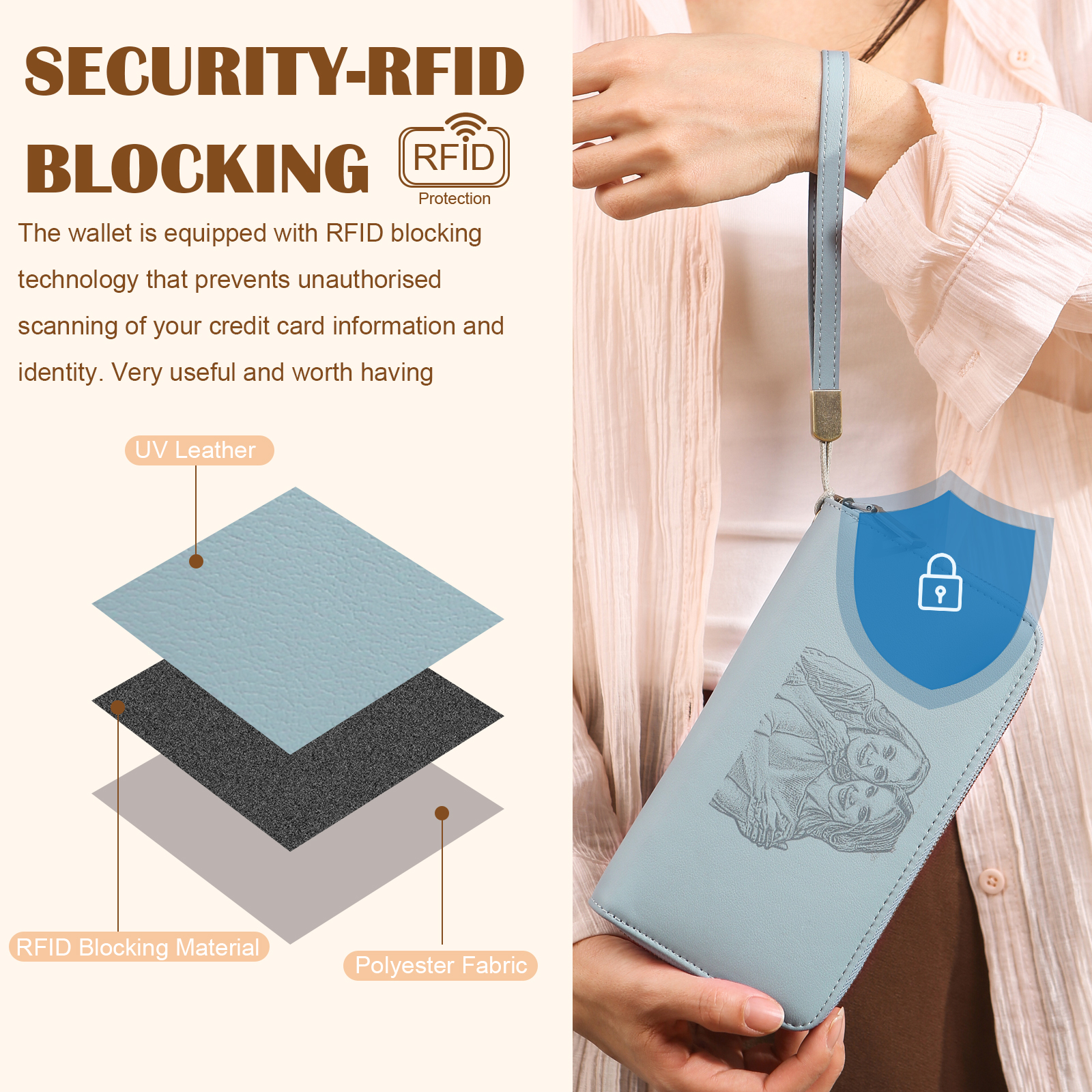 Personalised Women’s Wallet with Custom 1 Photo and 1 Text - Meaningful Gift for Her | Jessemade