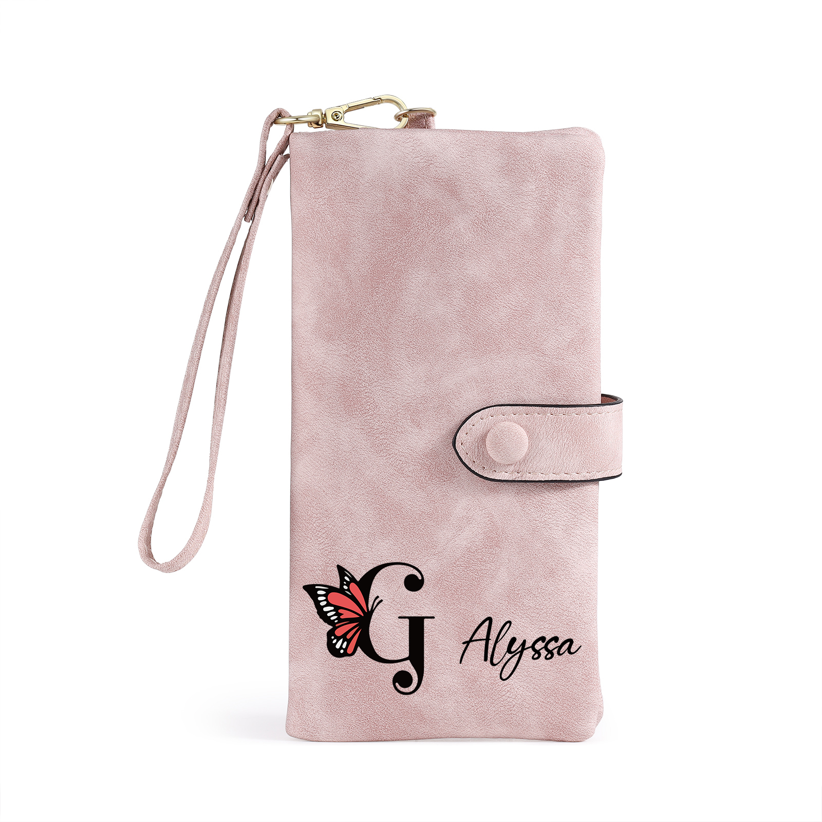Personalised Name & Initial PU Leather Purse, Custom Long Wallet Gift For Her | Jessemade